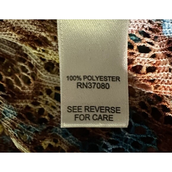 Cato Women’s 14/16W Multicolor Crochet Knit Peasant Top Boho Sheer Blouse - Picture 4 of 8